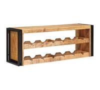 vidaXL Wine Rack Brown 120 x 45 x 33 cm Solid Rough Mango Wood, Industrial Kitchen Organizer, Rectangular Hardwood Storage, Wine Enthusiast Accents, Wall Decor for Dining Spaces, Home Barware