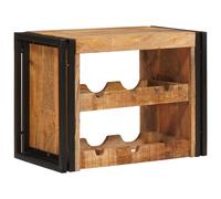 vidaXL 6 Bottle Brown Solid Rough Mango Wood Wall Mounted Wine Rack
