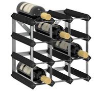 Vidaxl Wine Rack For 12 Bottles Black Solid Pine Wood
