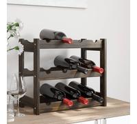 vidaXL Wine Rack for 12 Bottles Black Solid Wood Pine