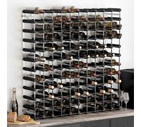 vidaXL Solid Pine Wood Wine Rack for 120 Bottles Black Storage Bottle Holder