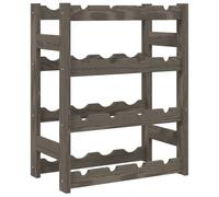 Vidaxl Wine Rack For 16 Bottles Grey Solid Wood Pine