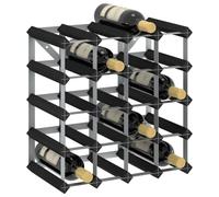 vidaXL Solid Pine Wood Wine Rack for 20 Bottles Black Storage Bottle Holder