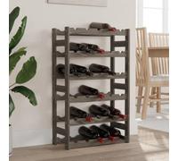 Wine Rack Grey Solid Pine Wood 30 Bottle 6 Tier 86x53x25cm Rustic Display Shelf