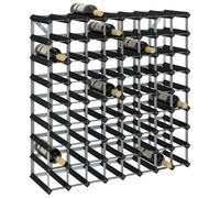 vidaXL Solid Pine Wood Wine Rack for 72 Bottles Black Storage Bottle Holder