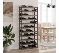 Wine Rack Grey Solid Pinewood 77 Bottles 11-Tier 166x72x25cm Rustic for CellarUK