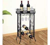 vidaXL Metal Wine Rack With 9 Bottle Hooks | Wine Storage Unit