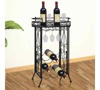 vidaXL Wine Rack with Glass Holder for 9 Bottles Metal UK HOT