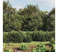 vidaXL Wire Mesh Fence with Spike Anchors, Corrosion and UV Resistant, PVC Coated and Galvanised Steel, Interlocking Design, Anthracite, 1.4x10m