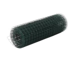 vidaXL Wire Netting Steel with PVC Coating 25x0.5m Square Green Garden Panel