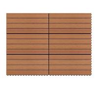 vidaXL Wood Plastic Composite WPC Tiles - Brown, 60x30cm - Easy Install Interlocking Design - Water - Ideal for Patios, Balconies, Bathrooms, Pool Areas - 6pcs/Set for 1m² Coverage