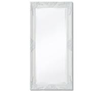 vidaXL Wood Wall Mirror with Decorative Baroque Frame - Traditional Style Rectangular Mirror with Beveled Edge - Wall-mounted Fixed Mirror - Size 100x50 cm - Colour White