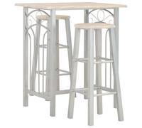 vidaXL 3 Piece Bar Set Composed of Wood and Steel with Built-In Footrests - Versatile for Homes, Gardens, Bars, Pubs, or Restaurants, Weather Resistant and Easy to Clean
