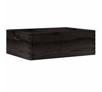 vidaXL Wooden Box with Handles Black 40x30x13 cm Solid Wood Pine, wooden storage box, wooden crate, wooden storage chest, storage box, wooden chest