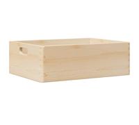 vidaXL Wooden Box with Handles - Solid Pine Wood Storage Crate 40x30x13 cm, Rustic Brown Chest, Versatile Organizer for Bedroom/Office