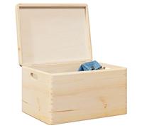 vidaXL wooden storage box with lid/handles - solid pine 40x30x23 cm - versatile ic container for home/office/toy organization