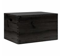 vidaXL Wooden Box with Lid and Handles Black 40x30x23cm Solid Wood Pine, wooden storage box, wooden crate, wooden jewelry box, storage box