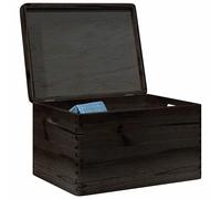 vidaXL wooden box - storage crate with lid/handles - black solid pine 40x30x23 cm - versatile organizer for home/office use