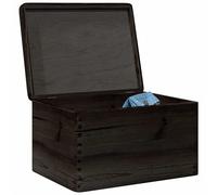 vidaXL Wooden Storage Box/Chest - Solid Pine Black Crate-40x30x23 cm-Lid Versatile Use For Bedroom/Office