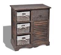 Vidaxl Wooden Cabinet 3 Left Weaving Baskets Brown, Brown