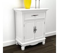 vidaXL Wooden Cabinet with 2 Doors 1 Drawer White Floor Cupboard Storage Home