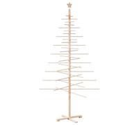 vidaXL Wooden Christmas Tree Decoration - Durable Pine & Bamboo, DIY Design, 210 cm Height, Space-Saving Assembly for Home, Office, Sheltered Outdoor Use
