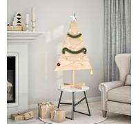 vidaXL Wooden Christmas Tree Decor - 70x110 cm Natural Solid Wood, Customizable DIY Design, Indoor/Outdoor Use, Stable Base, Festive Decor