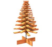 vidaXL Wooden Christmas Tree for Decoration, Assemble Christmas Tree for DIY Holiday Ornament, Xmas Tree with Stand, Wax Brown Solid Wood Pine