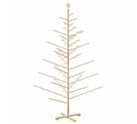 vidaXL Wooden Christmas Tree with Stand Beige 210 cm Solid pine wood, Living Room, Modern Wooden Christmas Tree, Minimalist Design, Beige Holiday Decoration, Indoor Festive Decor, Simple Pine