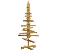 vidaXL Wooden Christmas Tree with Stand Brown 90 cm Solid pine wood, Living Room, Modern Christmas Tree, Rustic Holiday Decor, Creative Pine Wood Display, DIY Seasonal Decoration Ideas