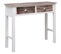 vidaXL Wooden Console Table 2 Drawers with Metal Handles Brown Telephone Table
