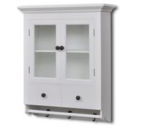 White Wooden Kitchen Wall Cabinet with Glass Door Storage Organizer Pantry
