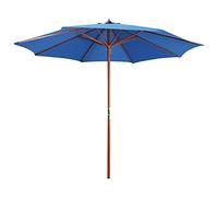 vidaXL Parasol with Wooden Pole Sunshade Outdoor Umbrella Sun Shelters Patio Garden Balcony Terrace Backyard Easy to Assemble 300x258cm Blue