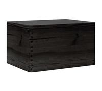 vidaXL Wooden Storage Box/Chest - Solid Pine Black Crate-40x30x23 cm-Lid Versatile Use For Bedroom/Office