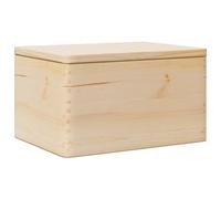 vidaXL wooden storage box - solid pine chest with hinged lid - 40x30x23 cm for living room/bedroom/playroom - rustic unfinished wood finish