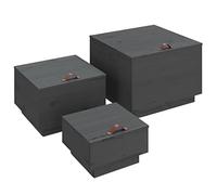 vidaXL Wooden Storage Boxes with Lids 3 pcs in Grey | Solid Pine Wood Storage Chests | Versatile Use as Coffee Table, Side Table | Easy Assembly