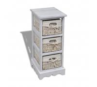 vidaXL Wooden Storage Rack 3 Weaving Baskets White Drawer Cabint Shelving Unit