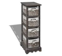 vidaXL Wooden Storage Rack 4 Weaving Baskets Brown Drawer Cabint Shelving Unit