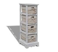 Wooden Cabinet with Weaving Baskets Storage Rack Drawer Cabint Shelving vidaXL