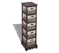vidaXL Wooden Storage Rack 5 Weaving Baskets Brown Drawer Cabint Shelving Unit
