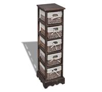 Vidaxl Wooden Storage Rack 5 Weaving Baskets Brown, Brown