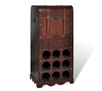 vidaXL Wooden Wine Rack for 9 Bottles with Storage Drink Bar Cabinet Holder