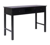 vidaXL Wooden Writing Desk with 2 Drawers and 1 Open Compartment Black Table