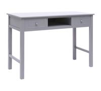 vidaXL Wooden Writing Desk with 2 Drawers and 1 Open Compartment Grey Table