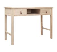 vidaXL Wooden Writing Desk with 2 Drawers and 1 Open Compartment Natural Table