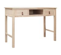 vidaXL Wooden Writing Desk with 2 Drawers and 1 Open Compartment Natural Table
