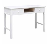 vidaXL Wooden Writing Desk with 2 Drawers and 1 Open Compartment Paulownia and Poplar Wood Study Table Office Desk Work Table Furniture White
