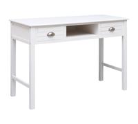 vidaXL Wooden Writing Desk with 2 Drawers and 1 Open Compartment White Table