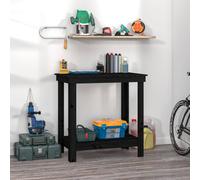 Work Bench Black 80x50x80 cm Solid Wood Pine