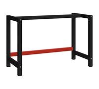 vidaXL Metal Workbench Frame, Heavy Duty Construction, Pre-drilled Top, Reinforced Support, Powder-coated Legs, in Black and Red, Dimensions 120x57x79 cm